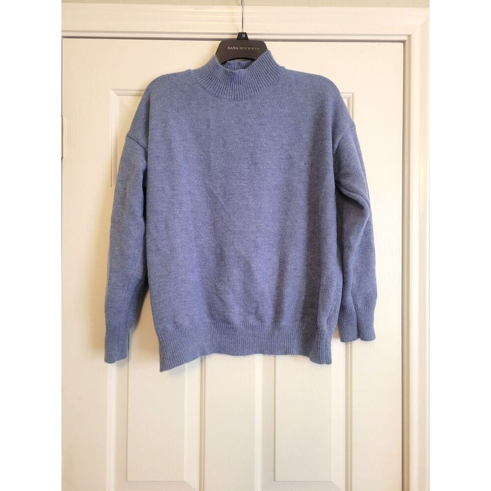 Mock Neck Sweater Women's L Periwinkle Blue Heather Oversized Knit